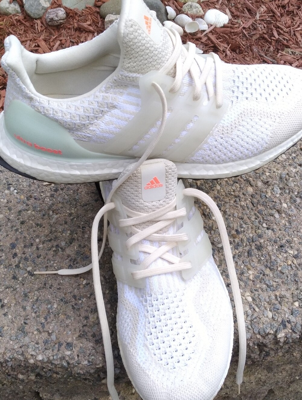 Adidas Women's Ultra Boost Knit Running Shoes - White/Cream Size 9 US